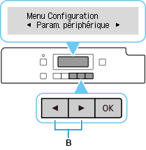 Écran Menu Configuration : Sélectionnez Param. périphérique